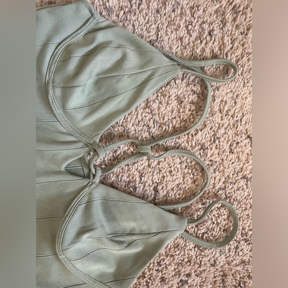 Mint Green Criss Cross Back Bustier Cami Bodysuit MEDIUM - Picture 2 of 4